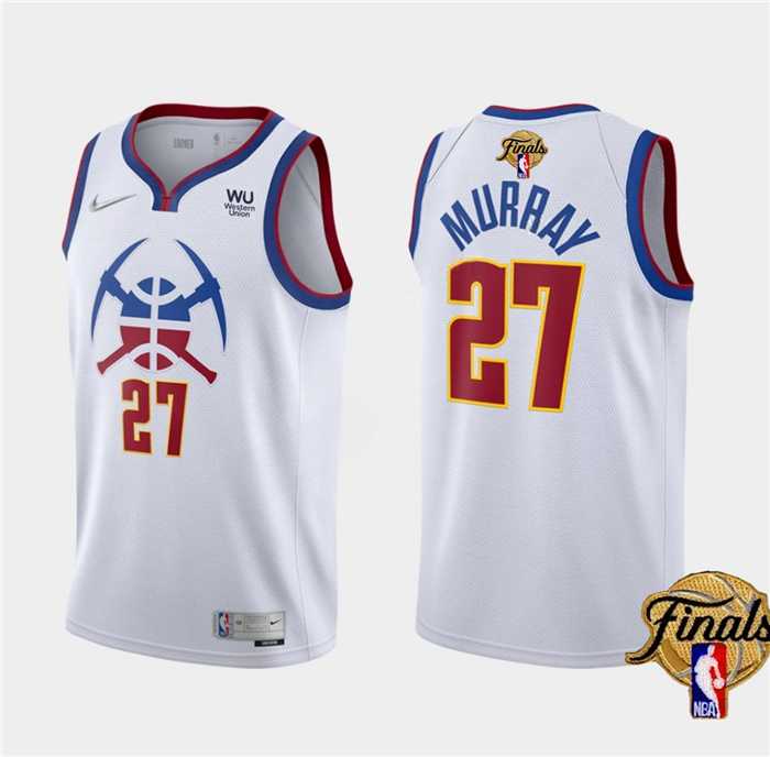 Men's Denver Nuggets #27 Jamal Murray White 2023 Finals Earned Edition Stitched Basketball Jersey Dzhi